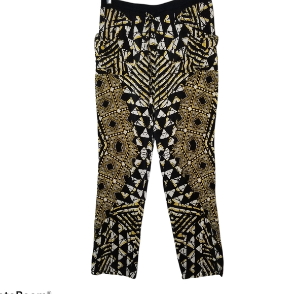 BCBG MAXAZRIA girl Brown/Multicolored Roll Hem Pants Sz Small Multi Print - Picture 3 of 8